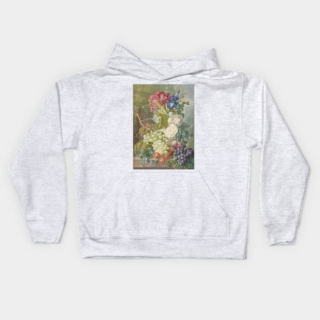 Still Life with Flowers and Fruit by Jan van Os Kids Hoodie by Classic Art Stall